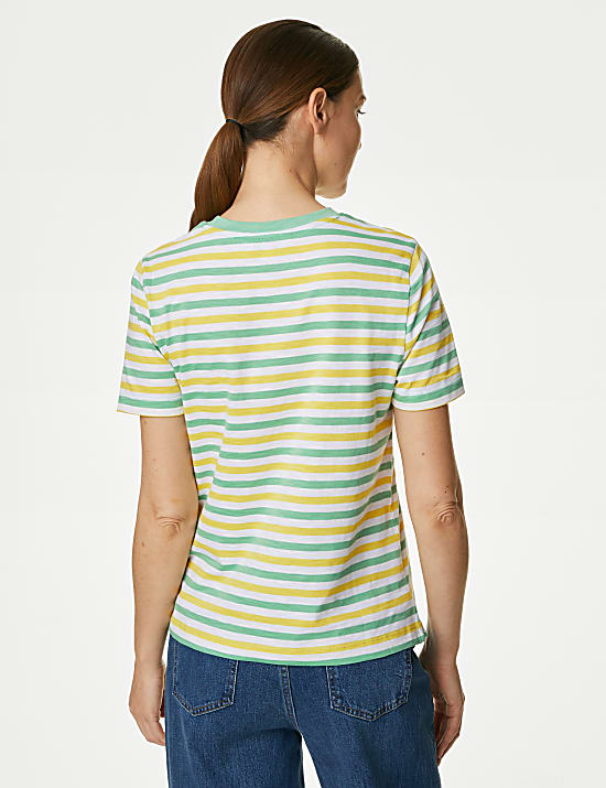 Kaus Oblong Motif Garis Katun Murni