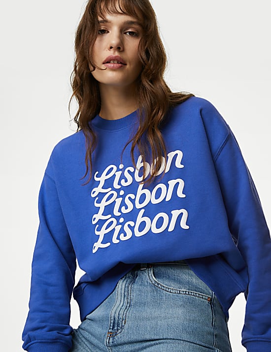 Pure Cotton Slogan Sweatshirt