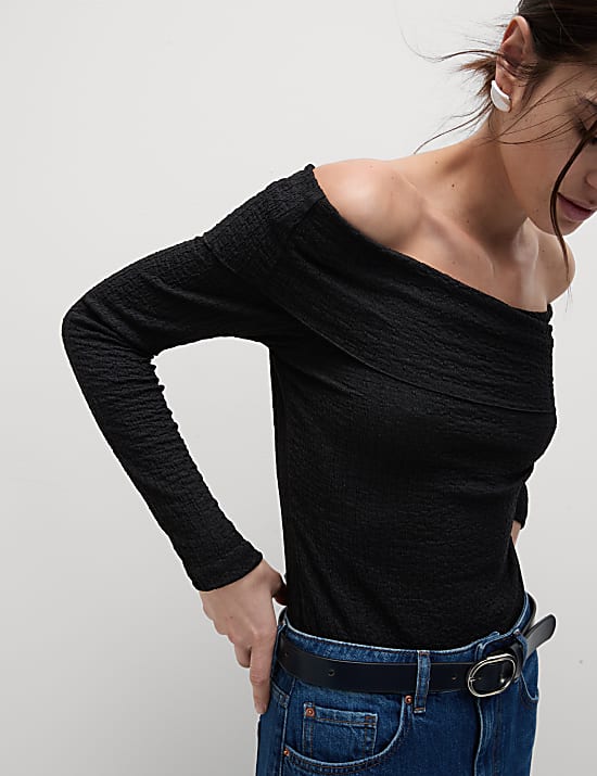 Textured Off The Shoulder Top