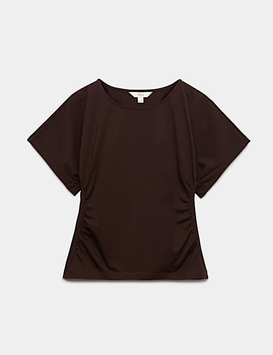 Cotton Rich Short Sleeve Ruched T-Shirt