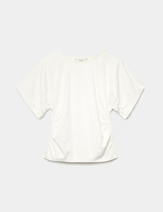 Cotton Rich Short Sleeve Ruched T-Shirt
