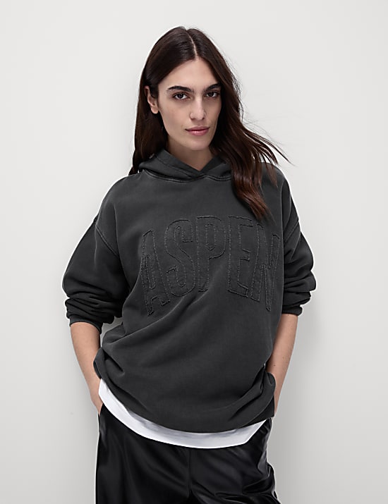 Pure Cotton Embellished Longline Hoodie
