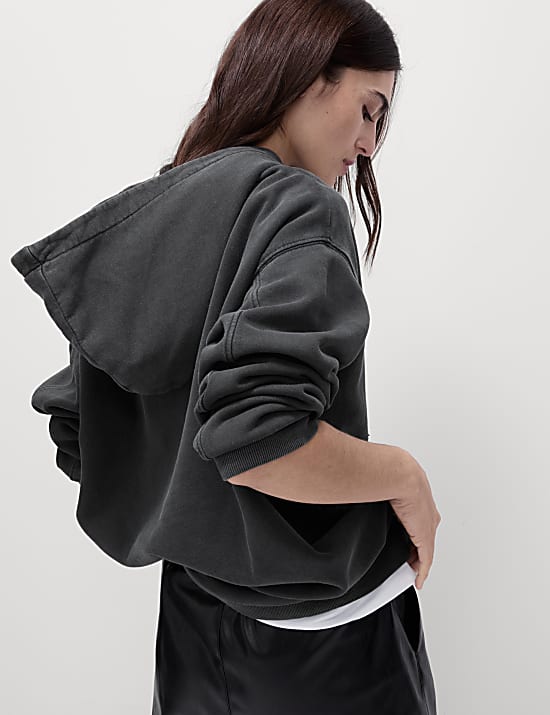 Pure Cotton Embellished Longline Hoodie