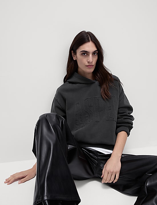 Pure Cotton Embellished Longline Hoodie