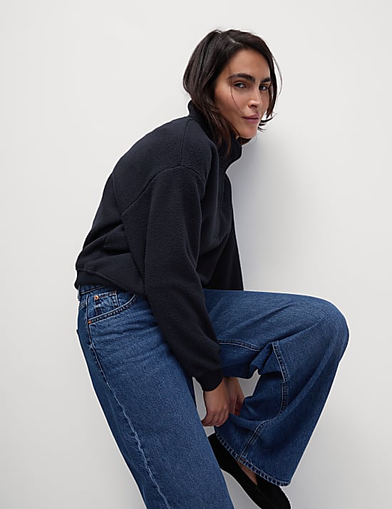 Textured Funnel Neck Sweatshirt