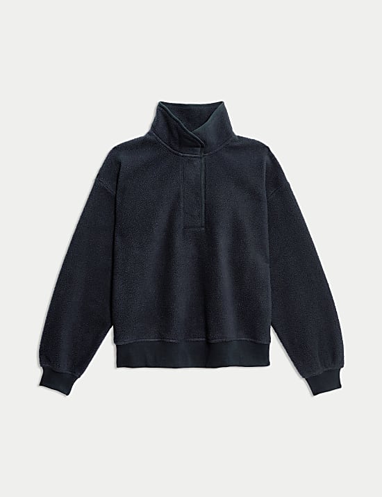 Textured Funnel Neck Sweatshirt