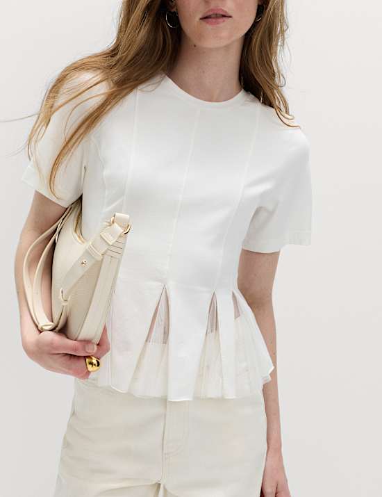 Cotton Rich Crew Neck Top