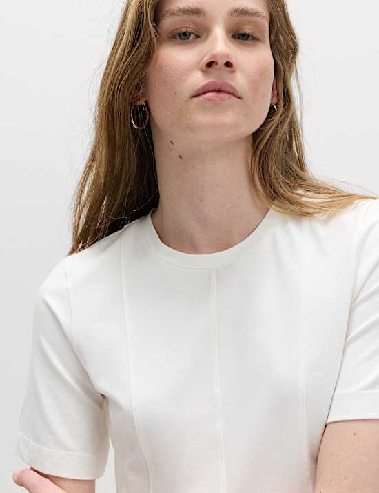 Cotton Rich Crew Neck Top