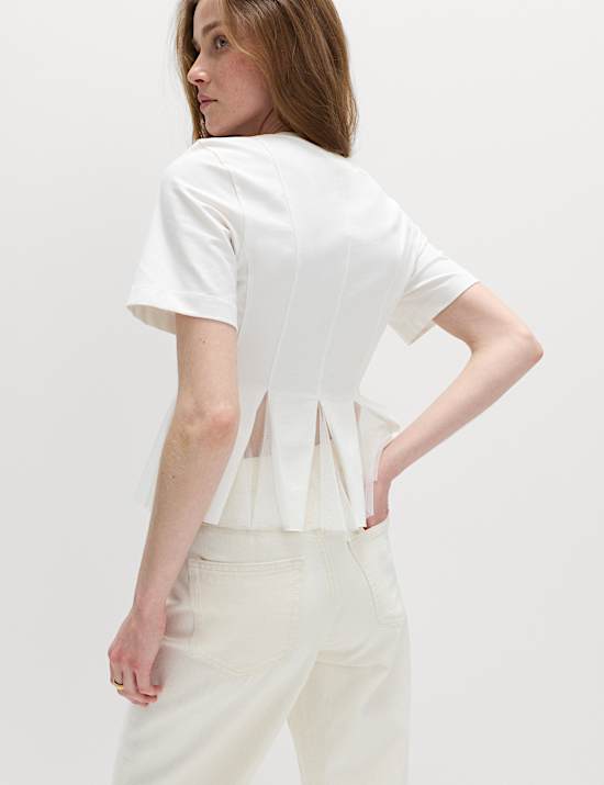 Cotton Rich Crew Neck Top