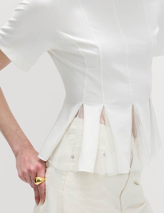 Cotton Rich Crew Neck Top