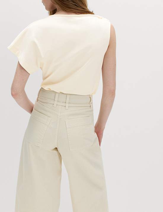 Pure Cotton One Shoulder Drape Top