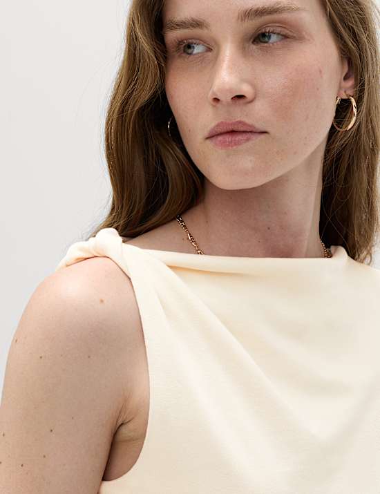 Pure Cotton One Shoulder Drape Top