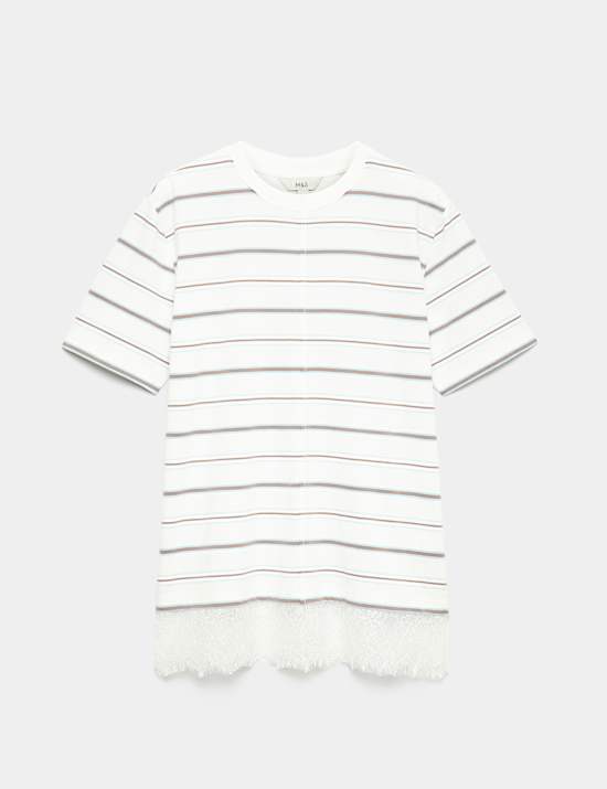 Pure Cotton Lace Hem T-Shirt