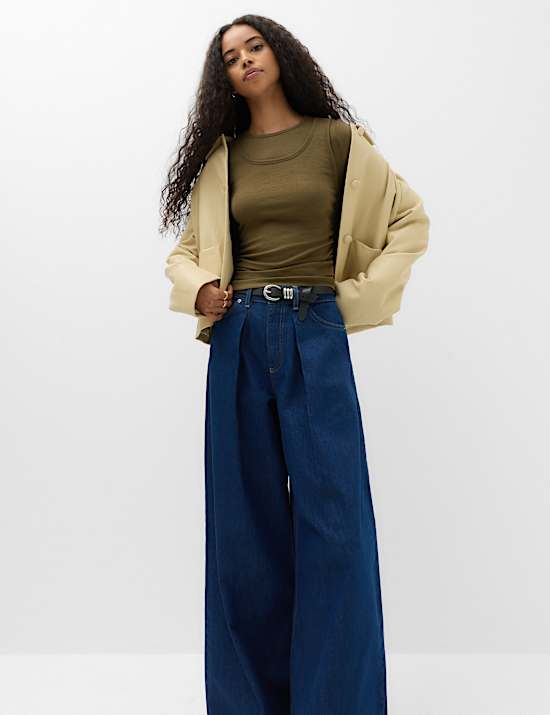 Double Layer Ruched Side Top
