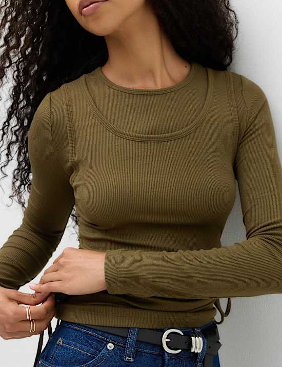 Double Layer Ruched Side Top