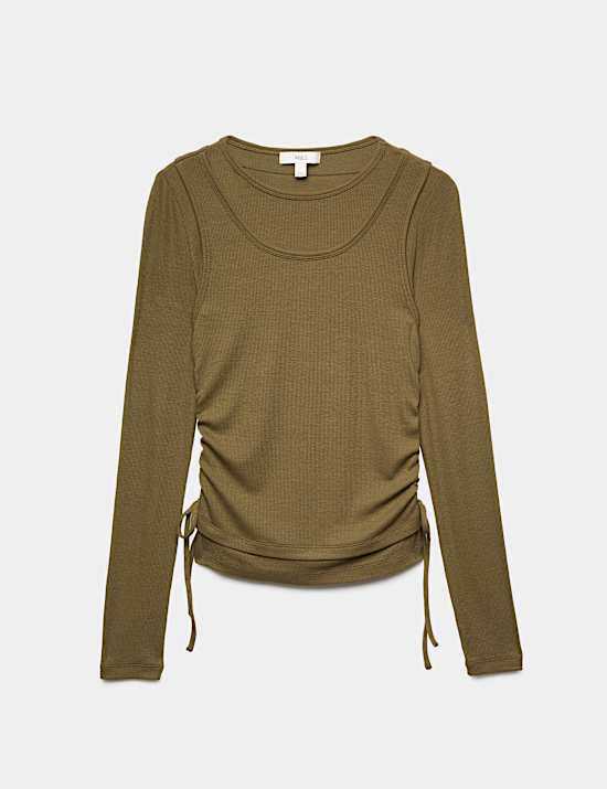 Double Layer Ruched Side Top