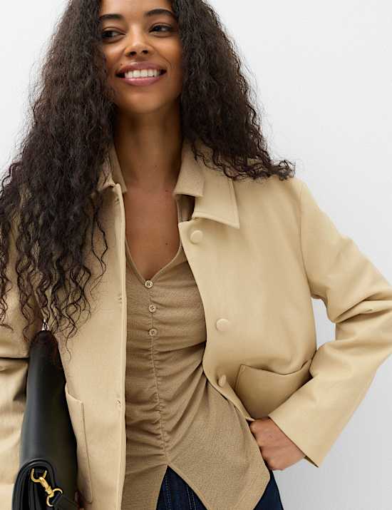 Ruched Front Buttoned Top
