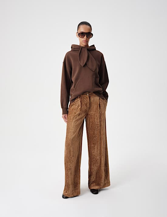 Pure Cotton Relaxed Tie Neck Hoodie