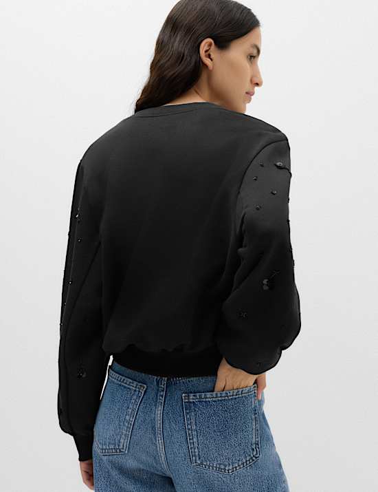 Sudadera de algod&oacute;n con adorno