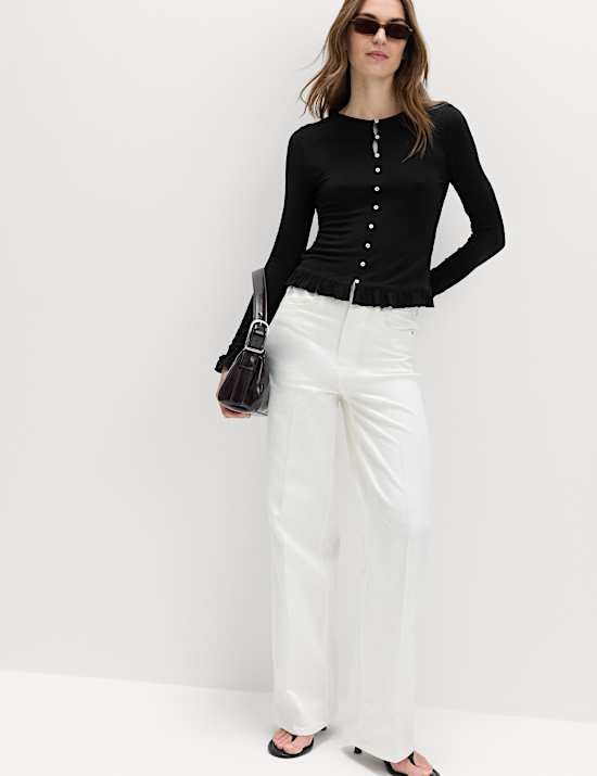 Ruffle Button Through Cardigan