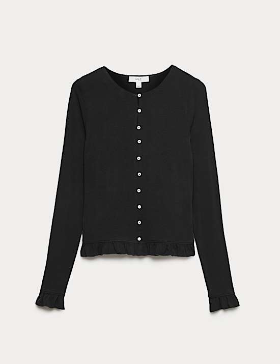 Ruffle Button Through Cardigan