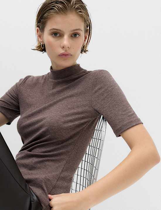 Cosy High Neck Half Sleeve T-Shirt