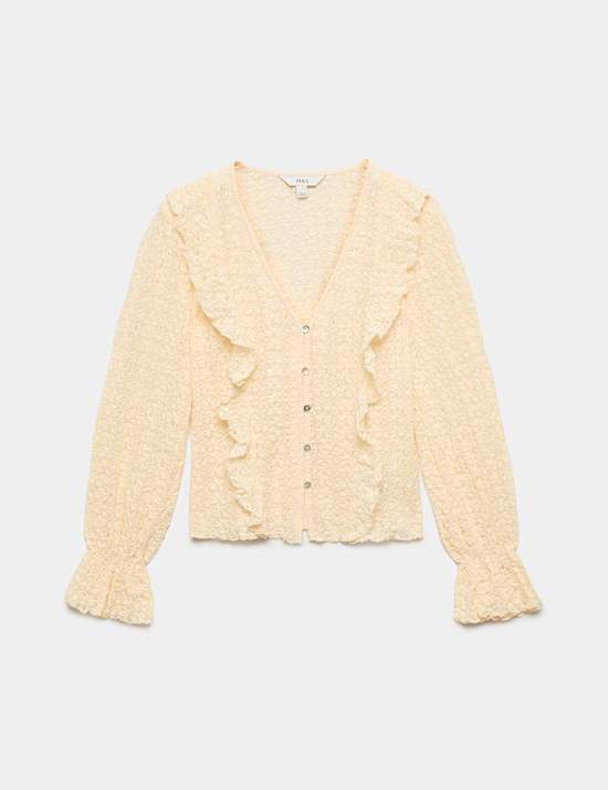 Lace V-Neck Ruffle Top