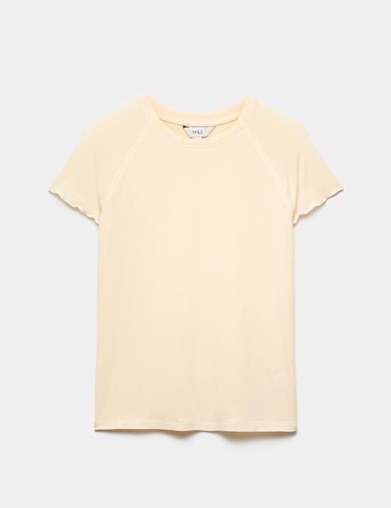 Camiseta de manga corta con borde ondulado