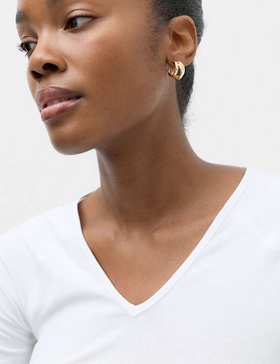 Cotton Rich V-Neck Raglan Sleeve Top