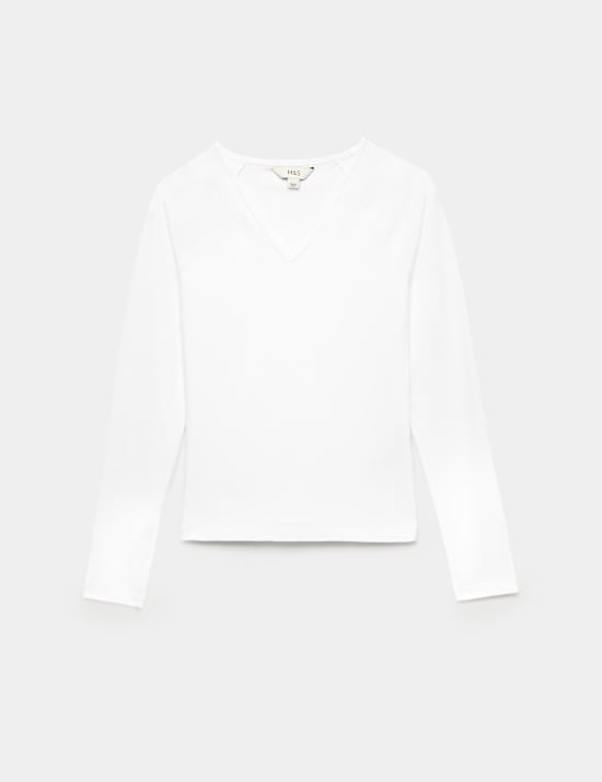 Cotton Rich V-Neck Raglan Sleeve Top