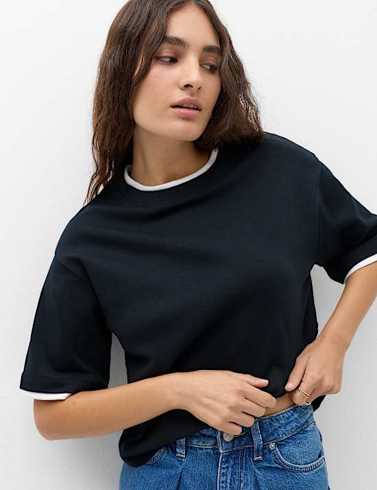 Pure Cotton Double Layer Boxy T-Shirt