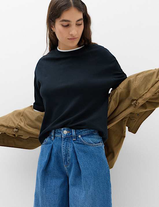 Pure Cotton Double Layer Boxy T-Shirt