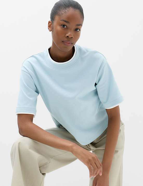 Pure Cotton Double Layer Boxy T-Shirt