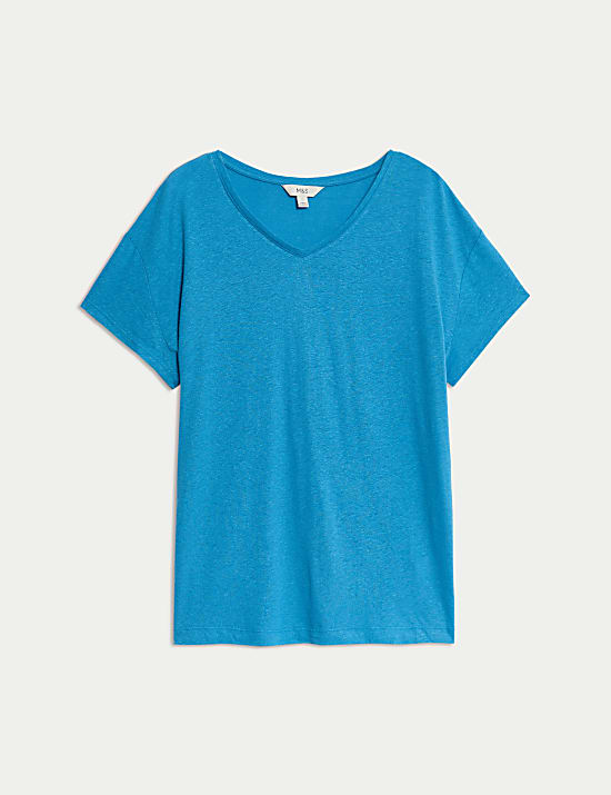 Linen Blend V-Neck Regular Fit T-Shirt