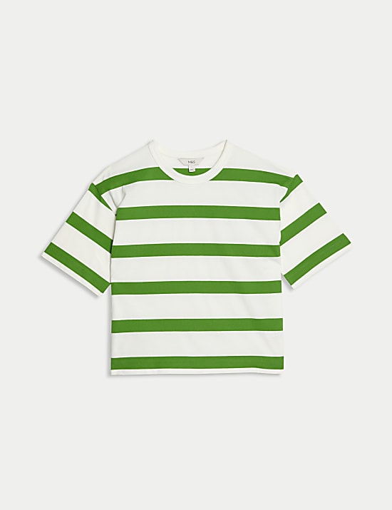 Proužkovan&eacute; tričko hranat&eacute;ho střihu z čist&eacute; bavlny