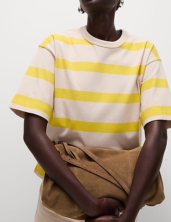 Pure Cotton Striped Boxy T-Shirt