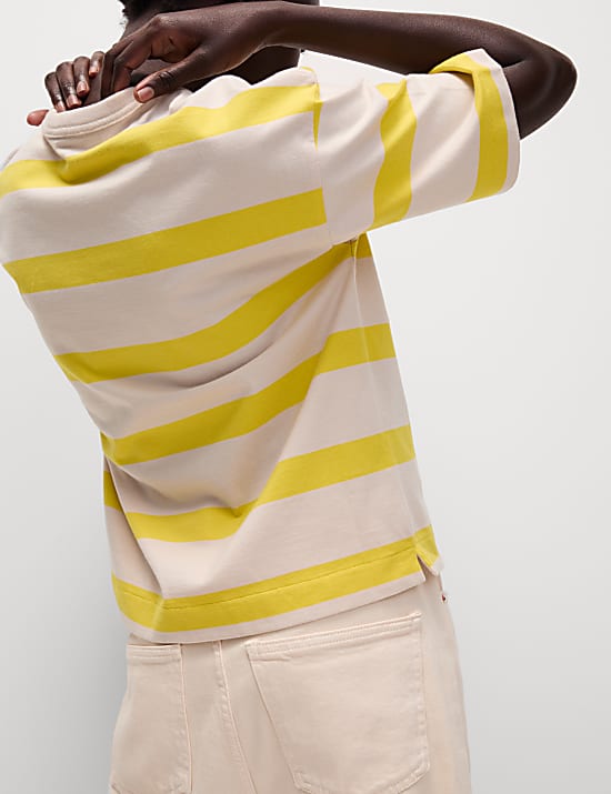 Pure Cotton Striped Boxy T-Shirt