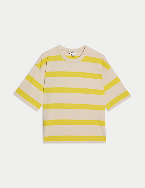 Pure Cotton Striped Boxy T-Shirt