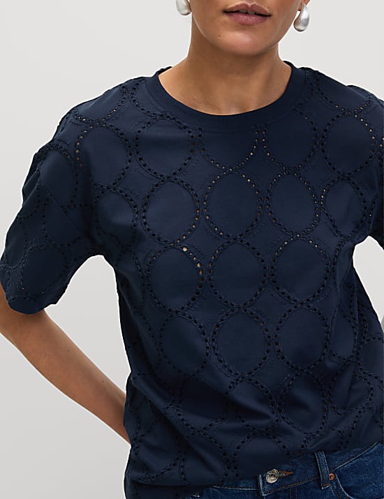 Katoenrijk T-shirt met broderie