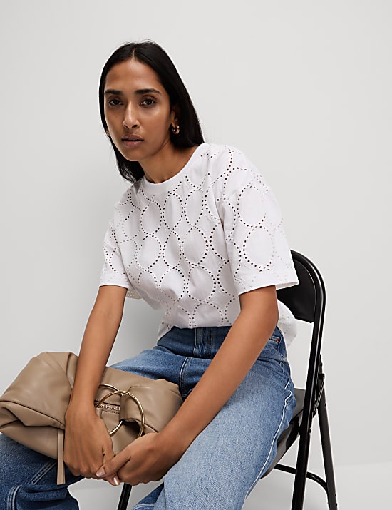 Cotton Rich Broderie T-Shirt