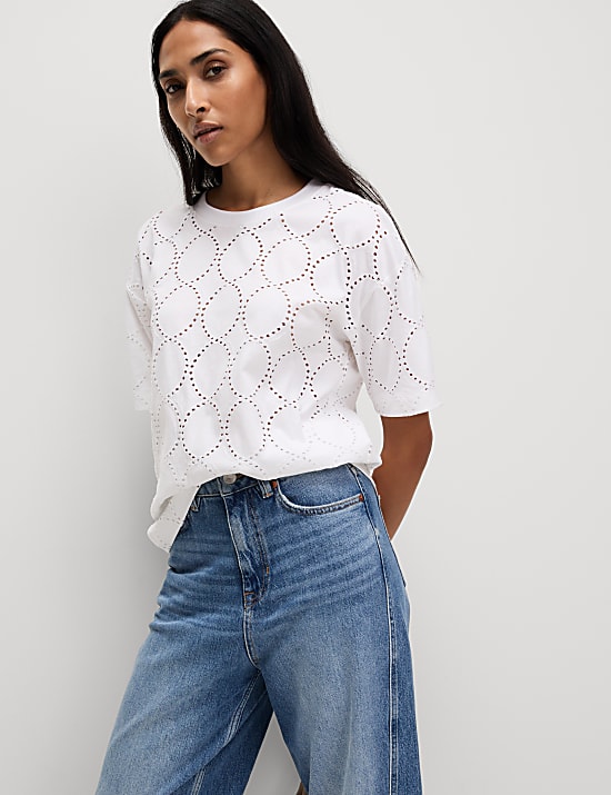 Cotton Rich Broderie T-Shirt