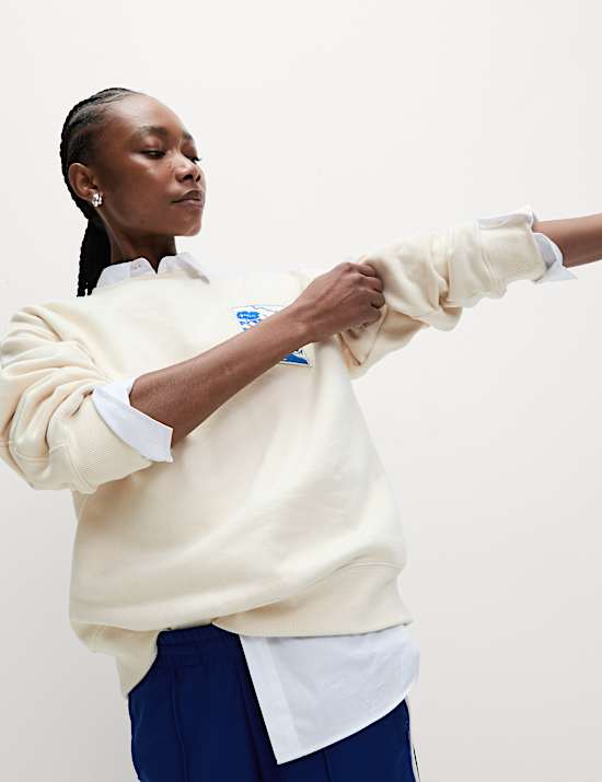 Pure Cotton Slogan Relaxed Sweat-shirt