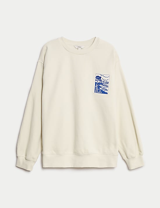 Pure Cotton Slogan Relaxed Sweat-shirt