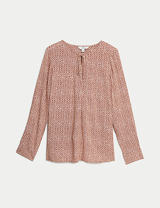 Printed Tie Neck Blouse