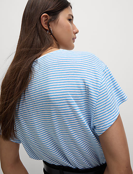 T-shirt en lin mélangé à rayures