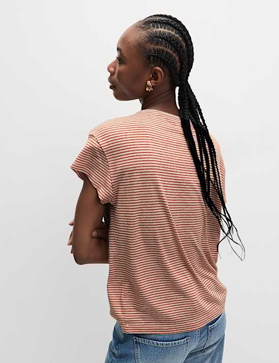 Linen Blend Striped T-Shirt
