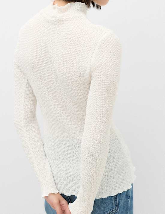 Textured High Neck Top