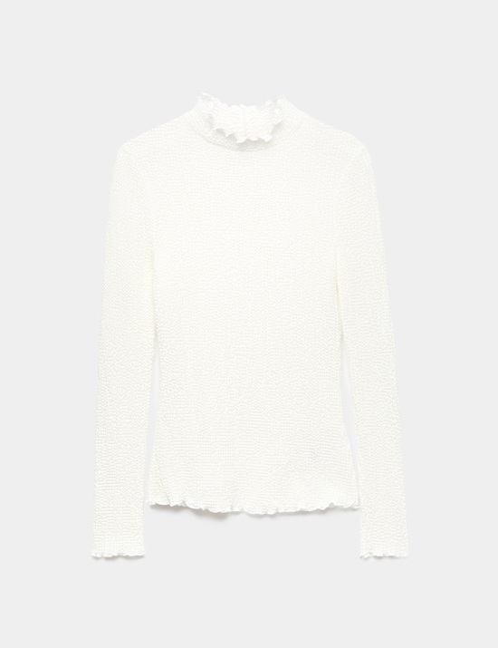 Textured High Neck Top