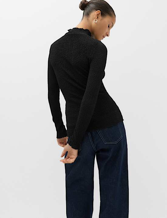 Textured High Neck Top