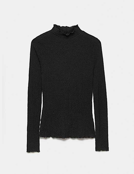 Textured High Neck Top